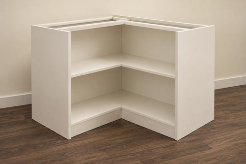 Corner Base Cabinet — Carcass Only — AI design visual; illustrative finish and construction